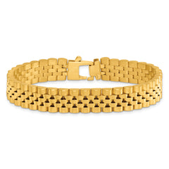 14k Brushed and Polished 12mm Fancy Link 8.5 inch Mens Bracelet