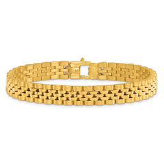 14k Brushed and Polished 10mm Fancy Link 8.5 inch Mens Bracelet