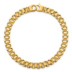 14k Polished and Brushed 6.25mm Fancy Link 8 inch Bracelet