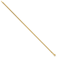 14k Polished 2.25mm Rounded Box Chain 8.5 inch Mens Bracelet