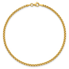 14k Polished 2.25mm Rounded Box Chain 8.5 inch Mens Bracelet