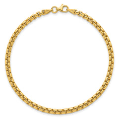 14k Polished 3.5mm Rounded Box Chain 8.5 inch Mens Bracelet
