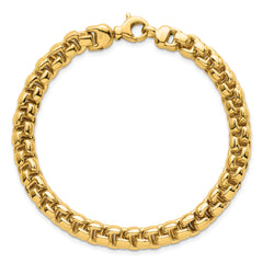 14k Polished 7.5mm Fancy Rounded Box Link 8 inch Bracelet