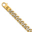 14k with White Rhodium Pave Textured 8.5mm Flat Curb Chain 8.5 inch Mens Bracelet