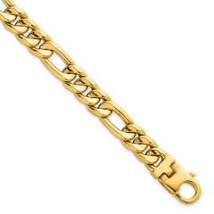 14k Polished 8.75mm Flat Figaro Chain 8.5 inch Mens Bracelet