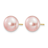 14K Gold Filled Purple Cultured Freshwater Pearl Stud Earrings, 10-11mm Button