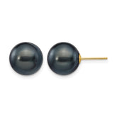 14K Gold Filled Black Cultured Freshwater Pearl Stud Earrings, 10-11mm Round