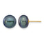 14K Gold Filled 9-10mm Black Button Cultured Freshwater Pearl Stud Earrings by Sophia Jewelers