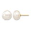 14K Gold Filled 9-10mm White Button Cultured Freshwater Pearl Stud Earrings by Sophia Jewelers