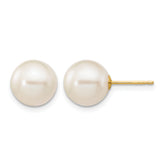 14K Gold Filled 9-10mm White Round Cultured Freshwater Pearl Stud Earrings by Sophia Jewelers