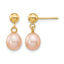 14K Gold Filled 6-7mm Pink Rice Cultured Freshwater Pearl Post Dangle Earrings by Sophia Jewelers