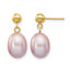 14K Gold Filled 8-9mm Purple Rice Cultured Freshwater Pearl Post Dangle Earrings by Sophia Jewelers