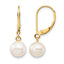 14K Gold Filled 7-8mm White Round Freshwater Pearl Leverback Earrings by Sophia Jewelers