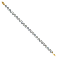1/20 14K Gold Filled 6-7mm Near Round Grey FWC Pearl Bracelet