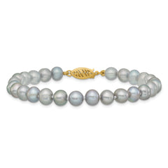 1/20 14K Gold Filled 6-7mm Near Round Grey FWC Pearl Bracelet
