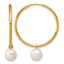 14K Gold Filled 6-7mm White Round Cultured Freshwater Pearl Dangle Hoop Earrings by Sophia Jewelers