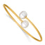 14K Gold Filled 10-11mm White Button Cultured Freshwater Pearl Flexible Bangle by Sophia Jewelers