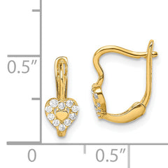 14k Madi K CZ Double Heart Hoop Earrings
