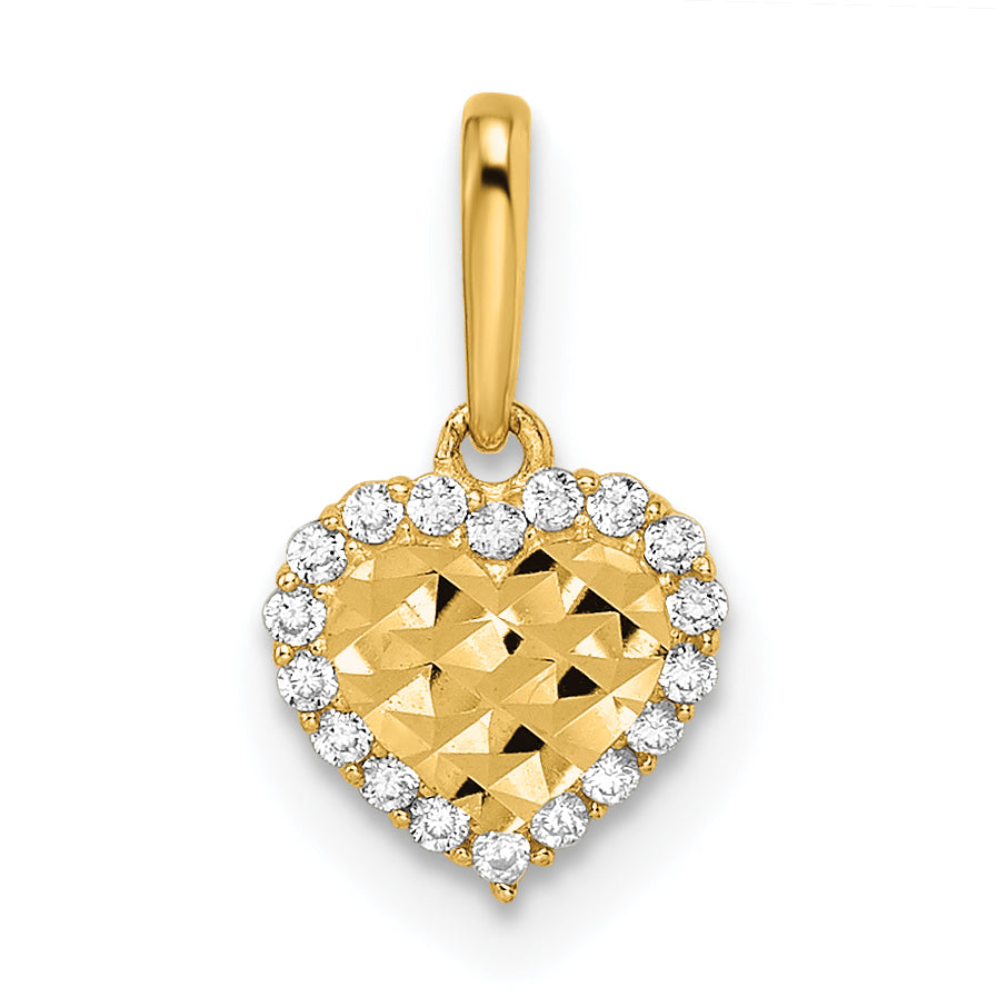 14k Madi K CZ Diamond Cut Heart Pendant