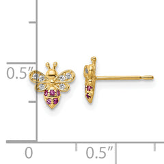 14k Madi K Clear & Red CZ Bee Post Earrings