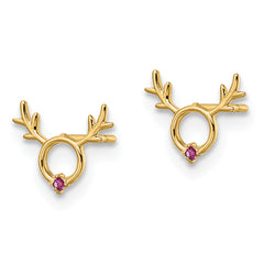 14k Madi K Red CZ Reindeer Post Earrings