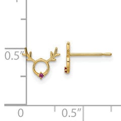 14k Madi K Red CZ Reindeer Post Earrings