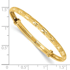14K Polished Satin and Diamond-cut Adjustable Baby Bangle