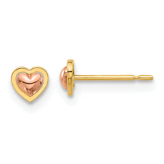 14k Madi K Two-Tone Polished Heart Post Earrings