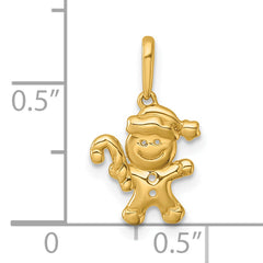 14k Madi K Polished Smiling Gingerbread Man Childrens Charm / Pendant