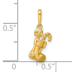 14k Madi K Polished Christmas Stocking with Candy Childrens Charm / Pendant