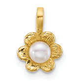 14k Madi K Polished 3-4mm Button White Freshwater Cultured Pearl Flower Pendant