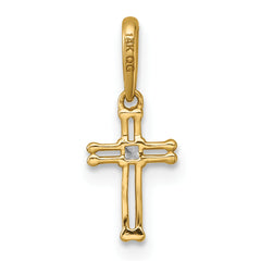 14k Madi K Polished and Beaded CZ Open Cross Childrens Charm / Pendant