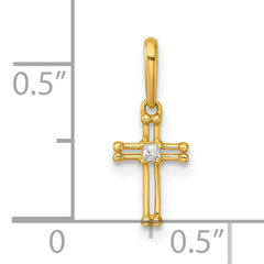 14k Madi K Polished and Beaded CZ Open Cross Childrens Charm / Pendant