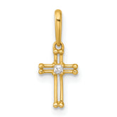 14k Madi K Polished and Beaded CZ Open Cross Childrens Charm / Pendant