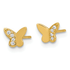 14k Madi K Polished CZ Butterfly Childrens Post Earrings
