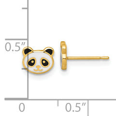14k Madi K Polished Black and White Enameled Panda Childrens Post Earrings
