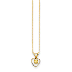 14K Yellow Gold Madi K 3mm Citrine Heart Birthstone Necklace