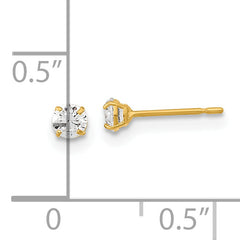 14k Madi K 3mm Round CZ Basket Set Stud Earrings