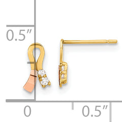 14k Madi K Yellow & Rose Gold CZ Children's Ribbon Earrings