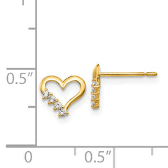 14k Madi K CZ Children's Heart Post Earrings