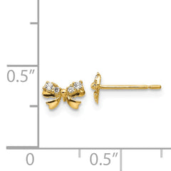 14k Madi K CZ Children's Bow Post Earrings