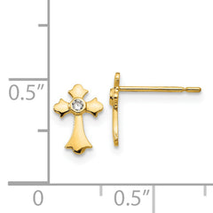 14k Madi K CZ Children's Cross Post Earrings