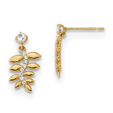 14k Madi K Kids CZ Fern Leaves Dangle Post Earrings