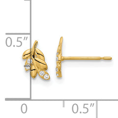14k Madi K Kids CZ Fern Leaf Post Earrings