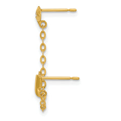 14k Madi K CZ Double Post w/Chain Butterfly & Flower Single Earring