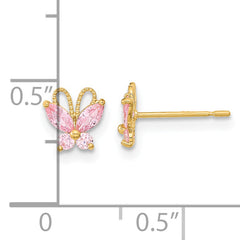 14k Madi K Kids Pink CZ Butterfly Post Earrings