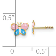 14k Madi K Polished Enameled Butterfly Screwback Post Earrings