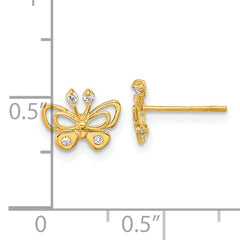 14k Madi K Polished CZ Butterfly Post Earrings