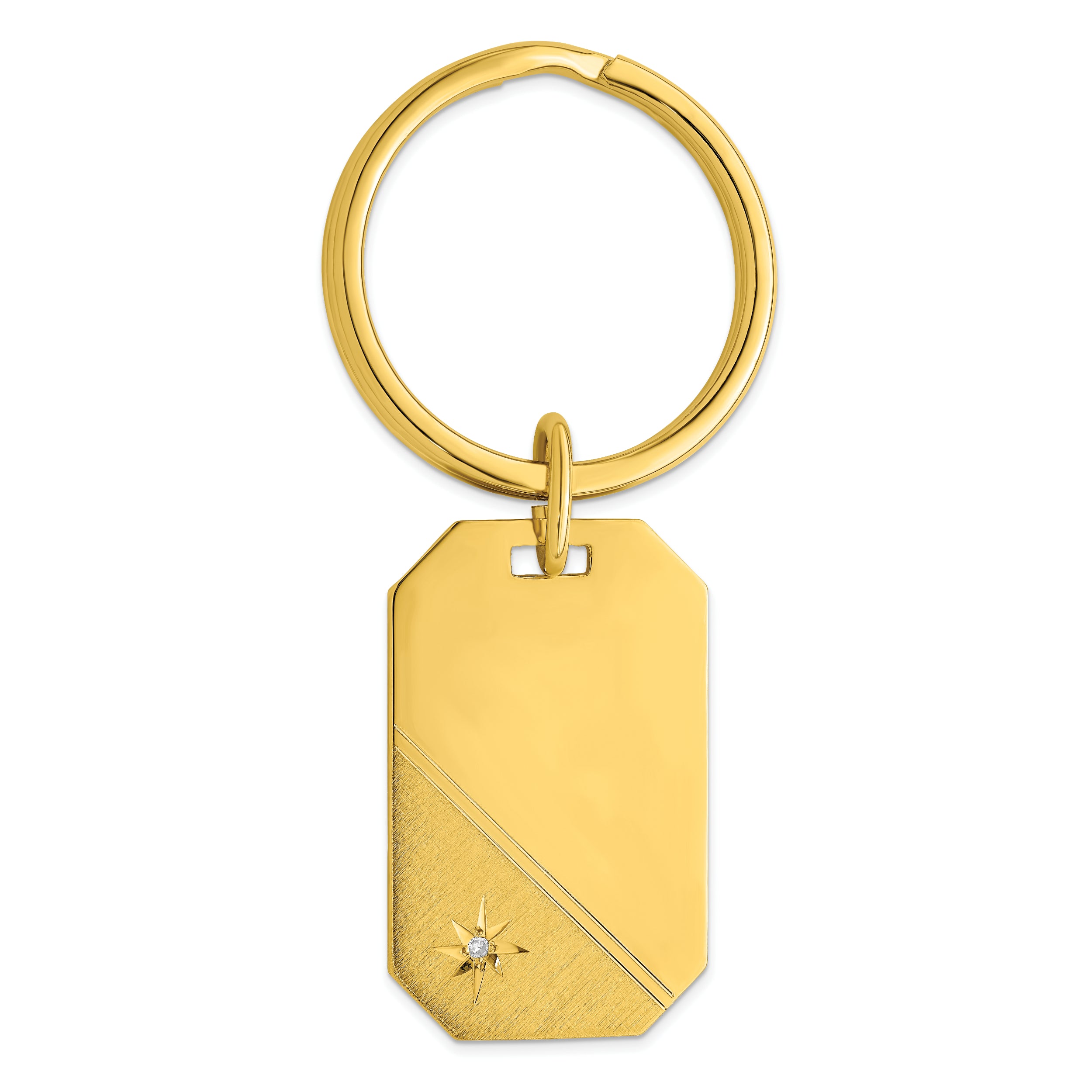 Gold-plated Kelly Waters Star Cut .001ct. Diamond Key Ring