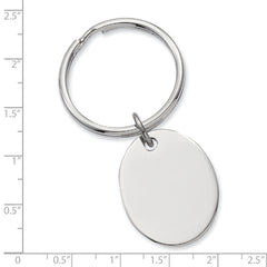 Rhodium-plated Kelly Waters Polished Oval Key Ring